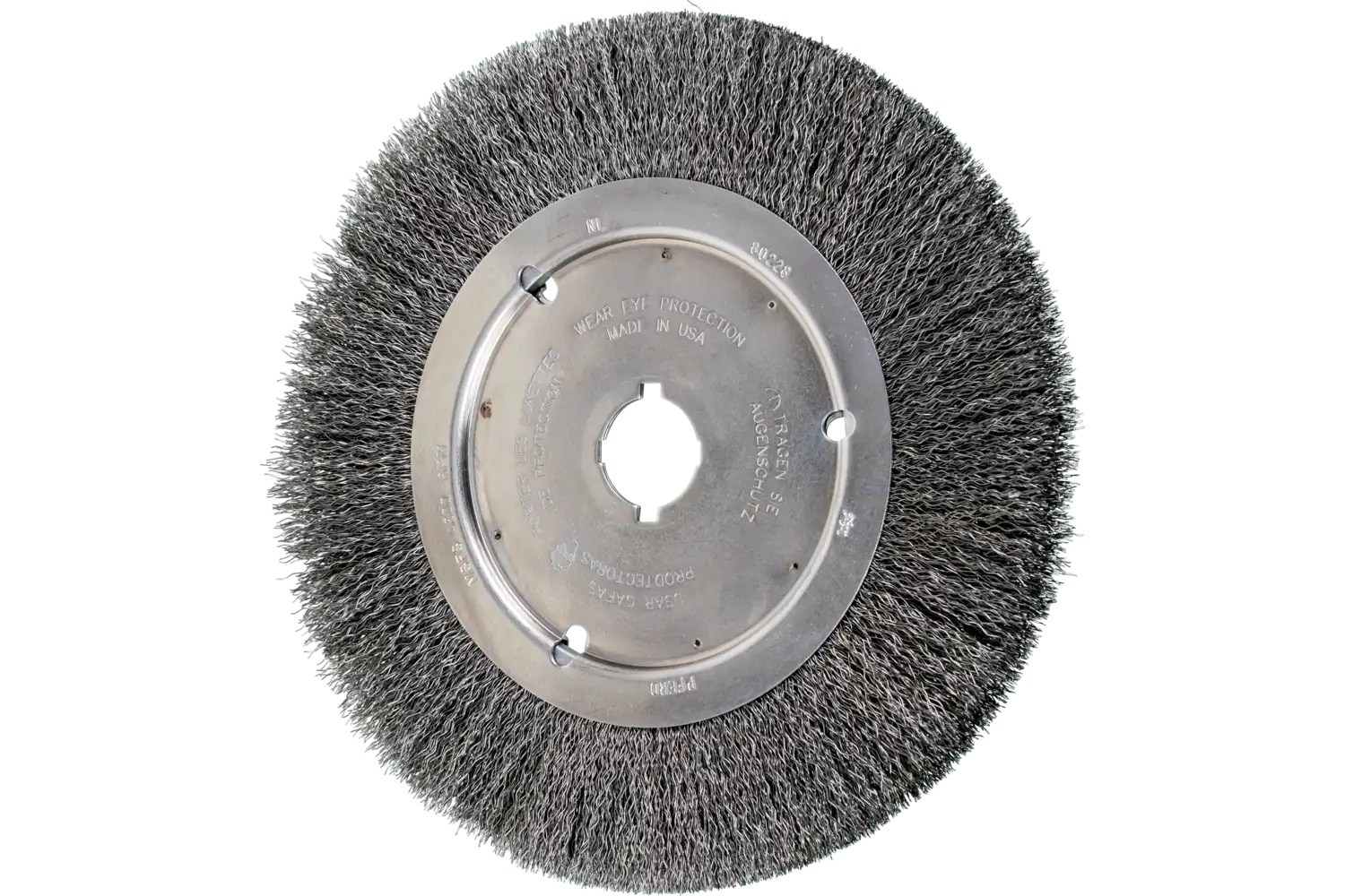 Picture of Pferd Crimped Wire Wheel Brush 10" Dia Narrow Face .014 Carbon Steel 2" Keyed Arbor